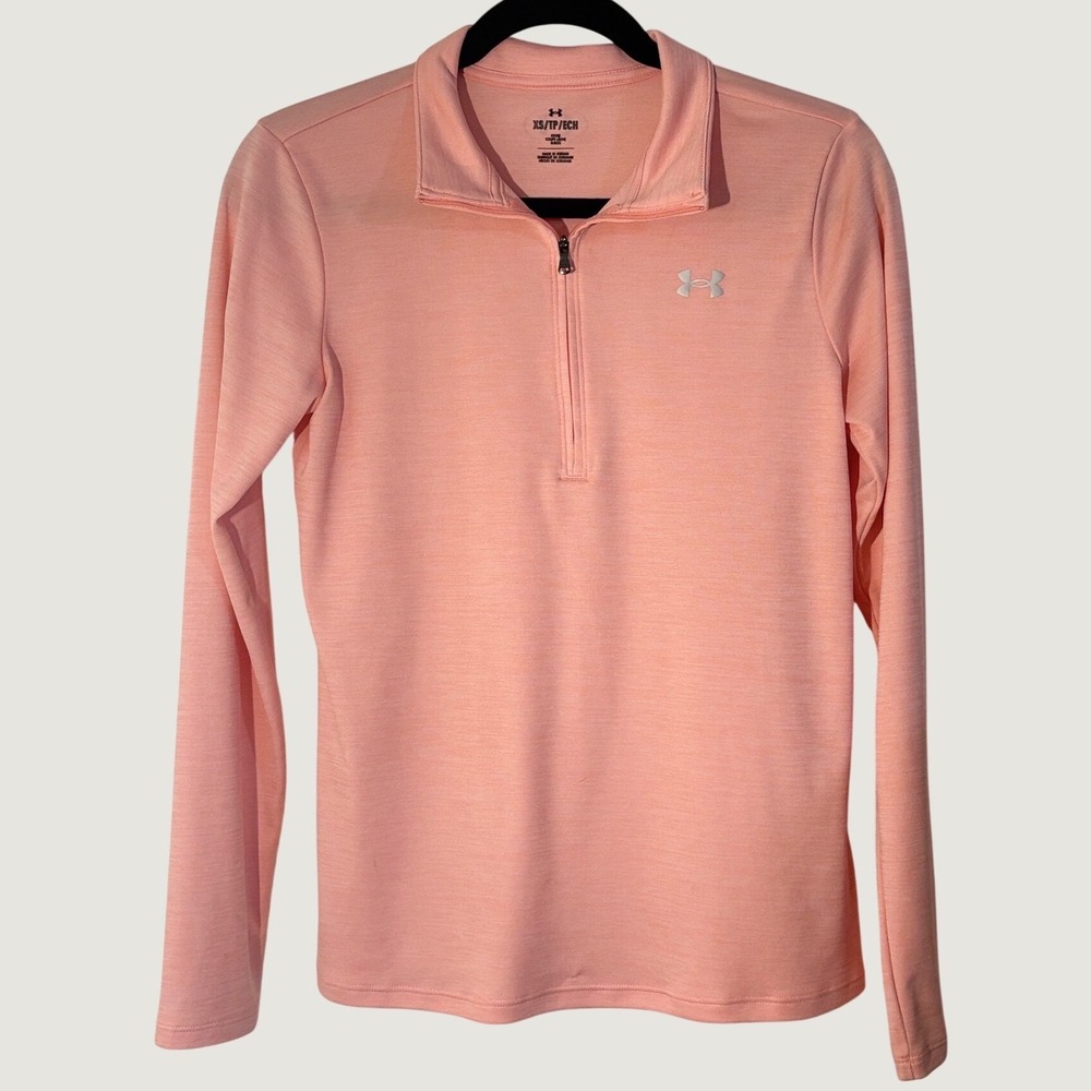 Under Armour Womens Tech Twist 1/4 Zip Pullover Pink Heather 1384249 XS
